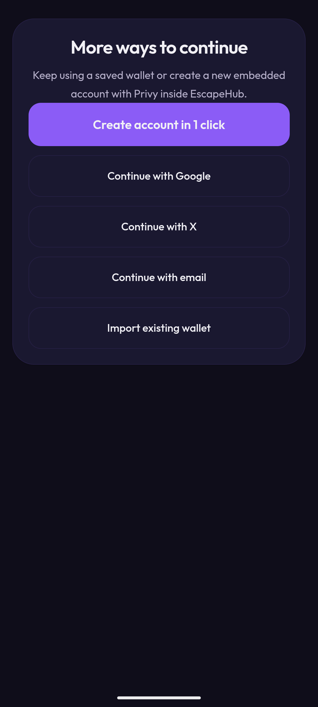 Get a wallet in one tap